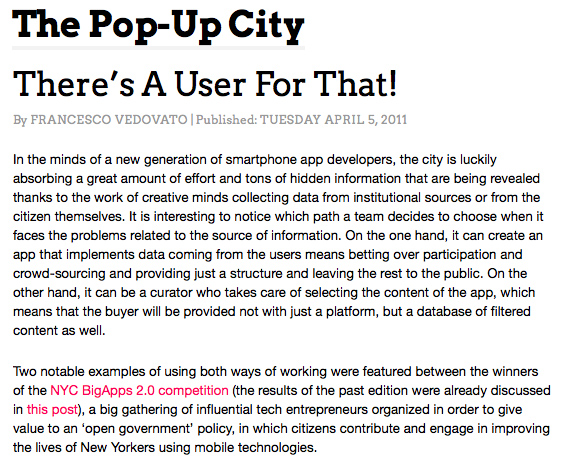 Pop Up City article